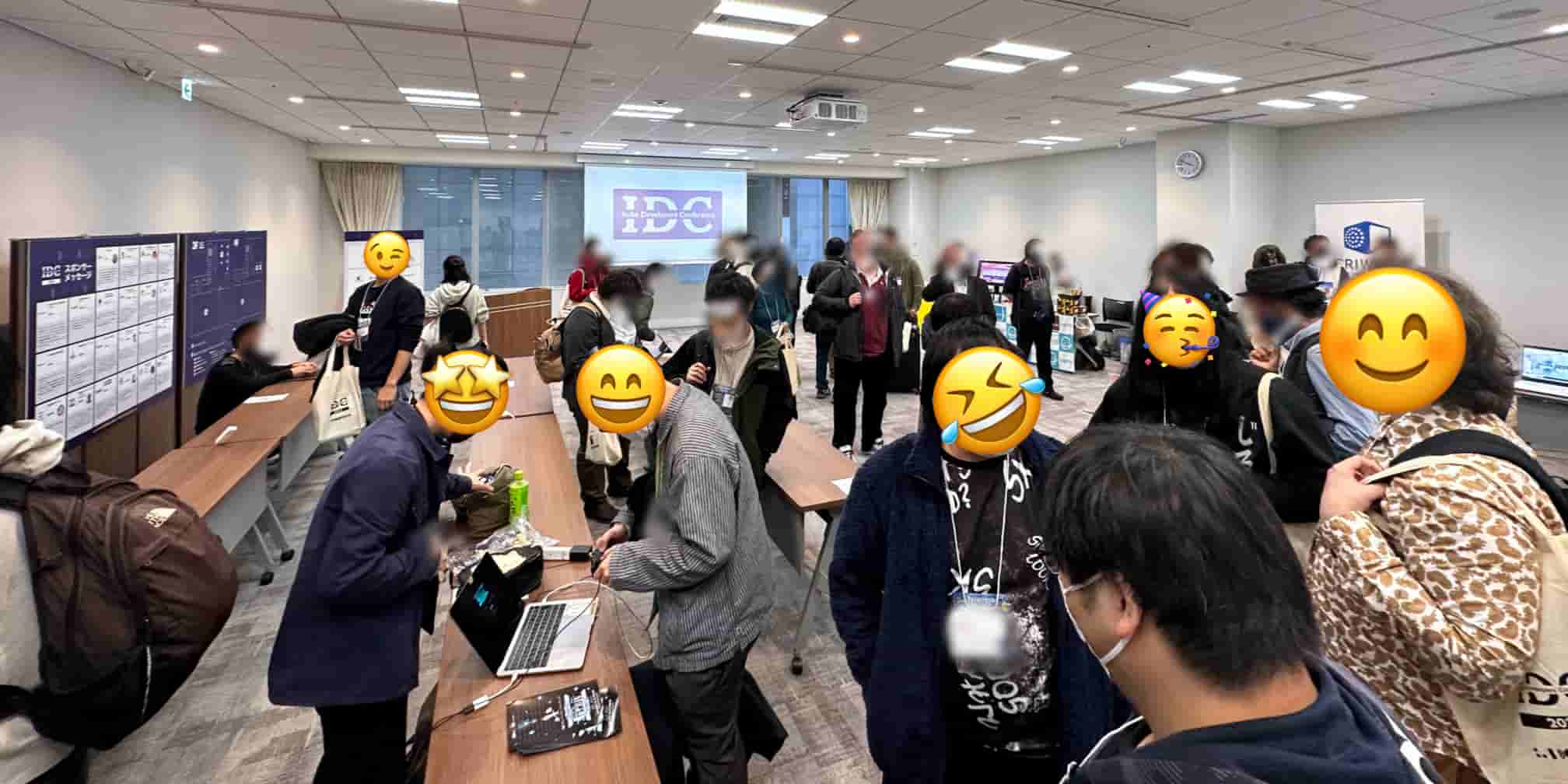 Participants engaging in conversations in the networking area of the Indie Developers Conference 2023