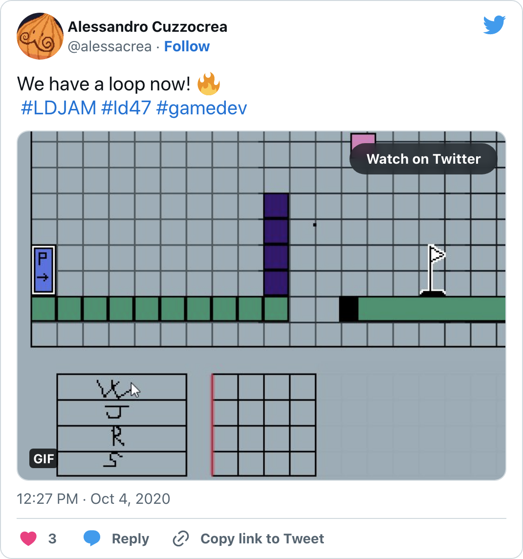 We have a loop now! 🔥 #LDJAM #ld47 #gamedev